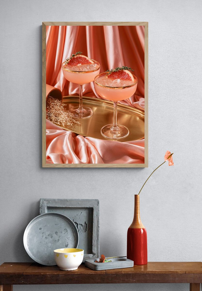 Grapefruit Cocktail Still Life Print. — room view 3
