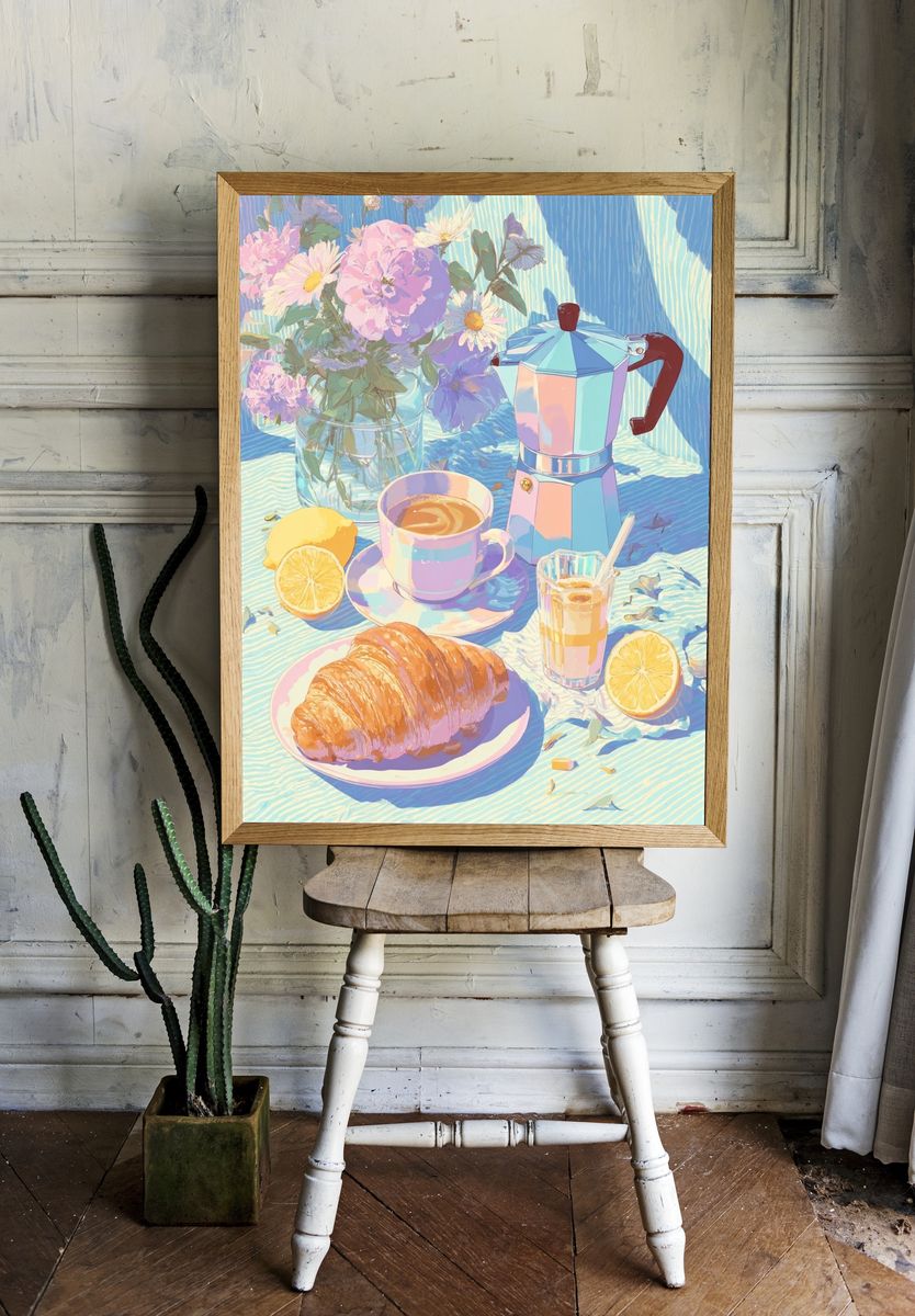 Pastel Breakfast Still Life Poster. — room view 1