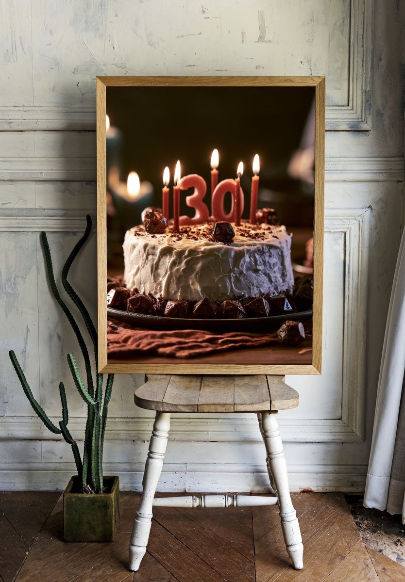 Birthday Cake Candlelight Photography Poster. — room view 1