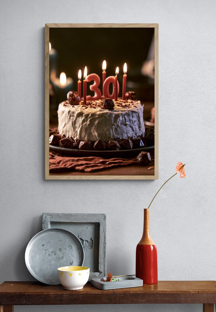 Birthday Cake Candlelight Photography Poster. — room view 3