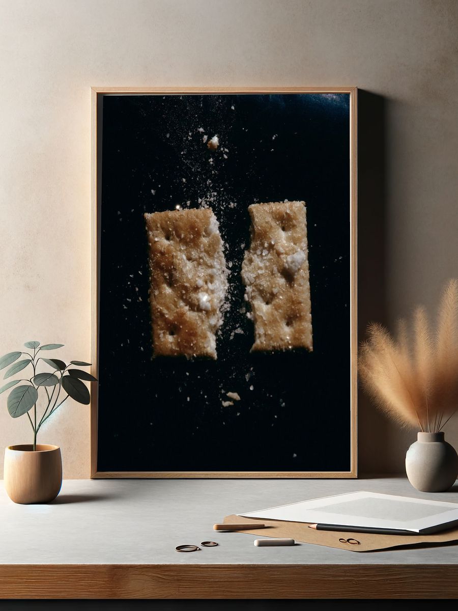 Cracked Cracker Still Life Poster. — room view 2