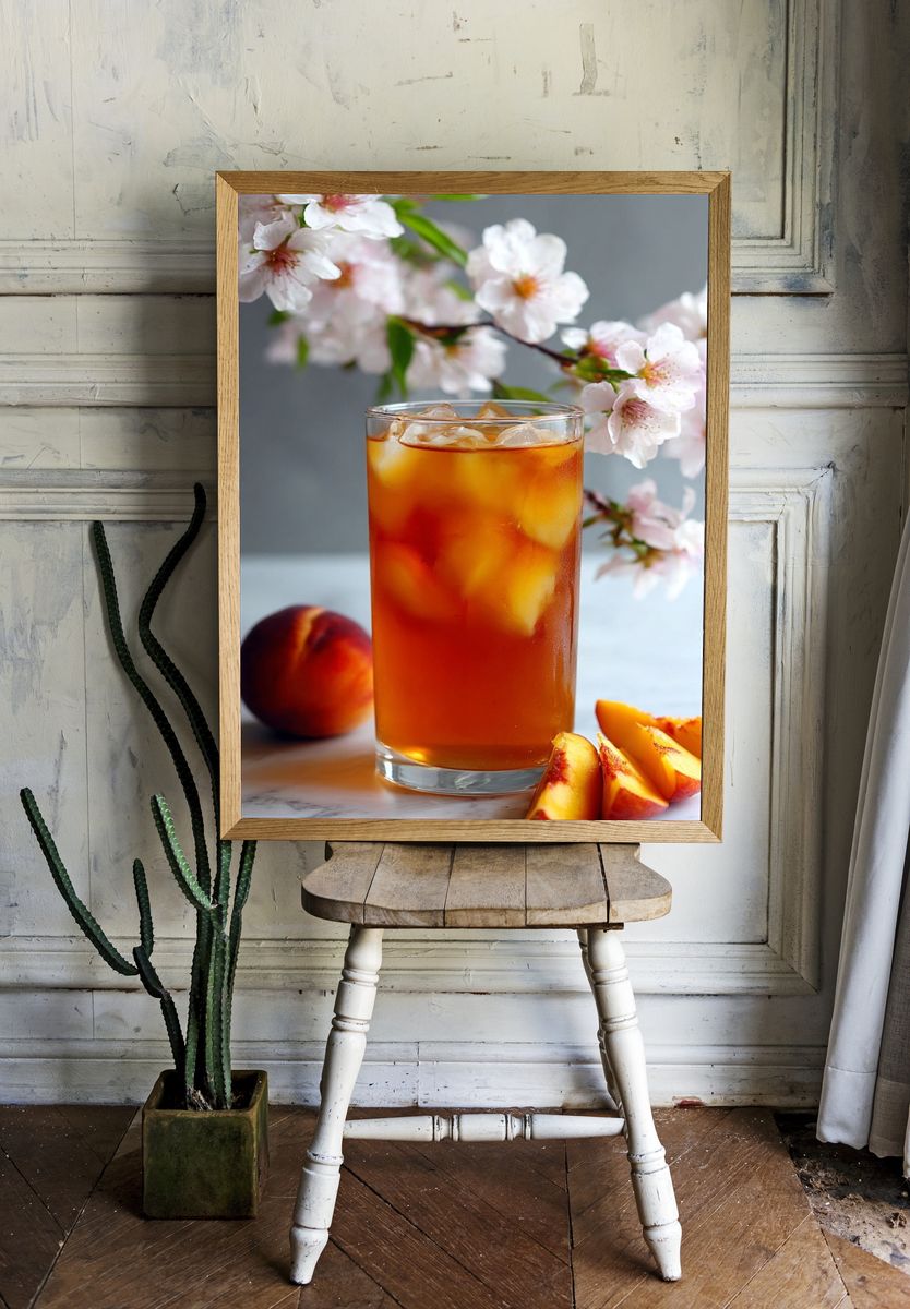 Peach Iced Tea Still Life Print. — room view 1
