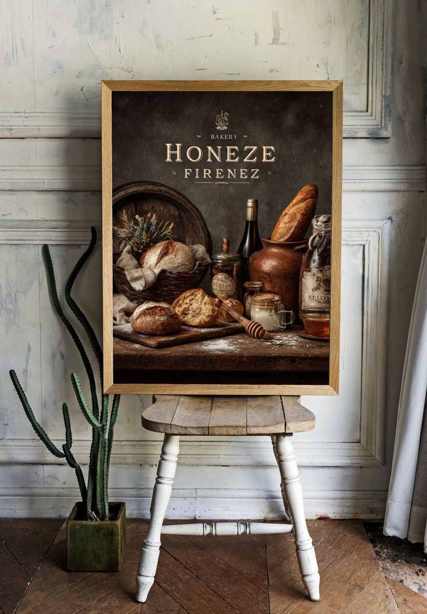 Rustic Bakery Still Life Vintage Print. — room view 1
