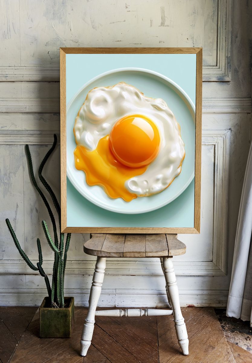 Sunny Fried Egg Illustration Poster. — room view 1