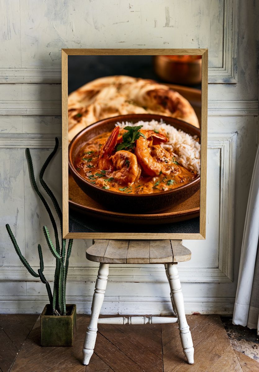Shrimp Curry Bowl Food Photography Poster. room preview