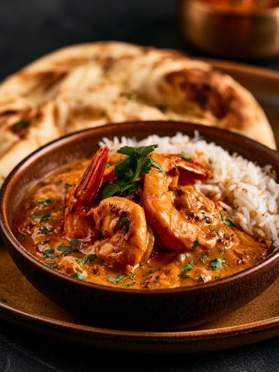 Shrimp Curry Bowl Food Photography Poster. poster