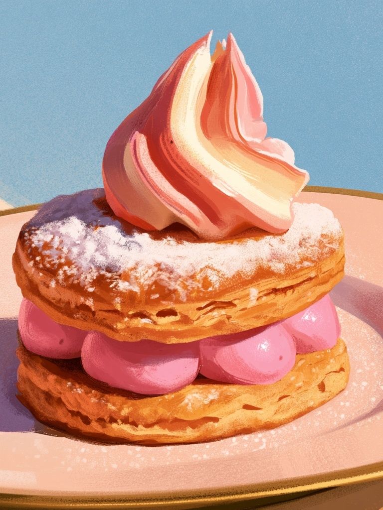 Strawberry Cream Pastry Illustration Poster. poster — food-drink art