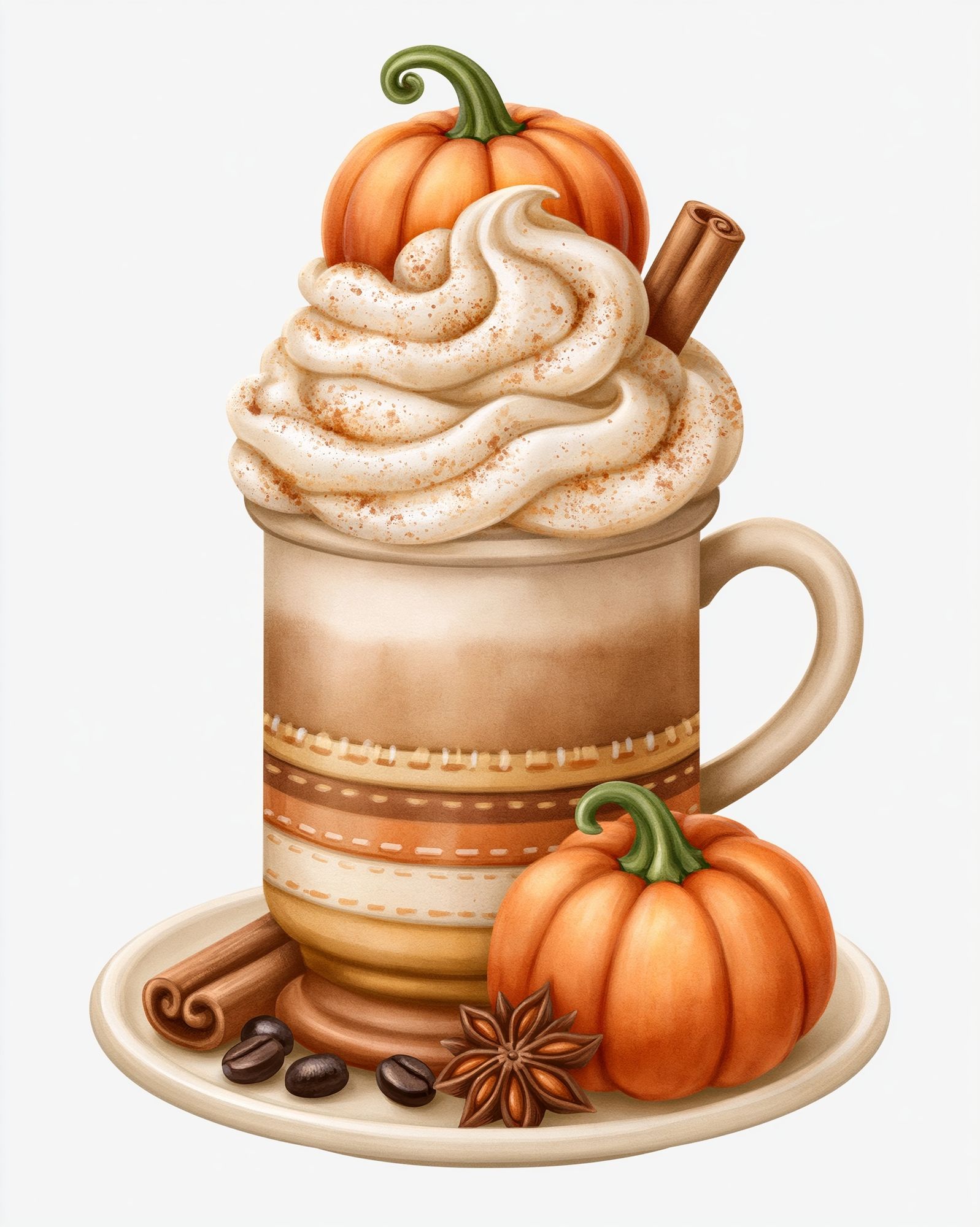 Pumpkin Spice Latte Illustration Poster. poster detail