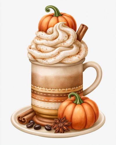 Pumpkin Spice Latte Illustration Poster. poster