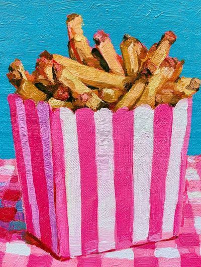 Pink Popcorn Bucket Illustration Poster. poster