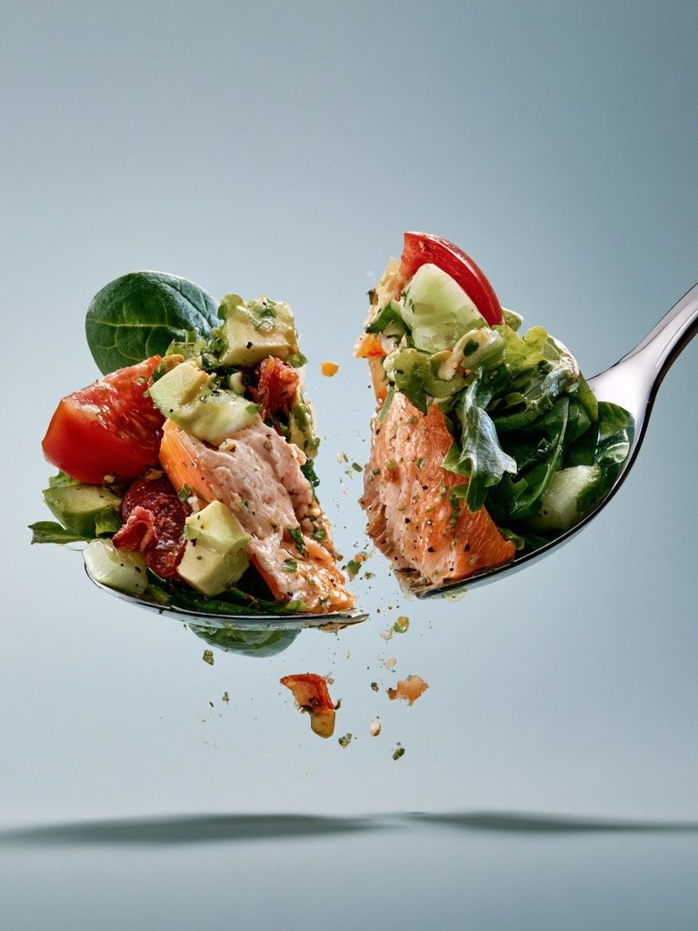 Salmon Salad Spoon Photography Poster. poster detail