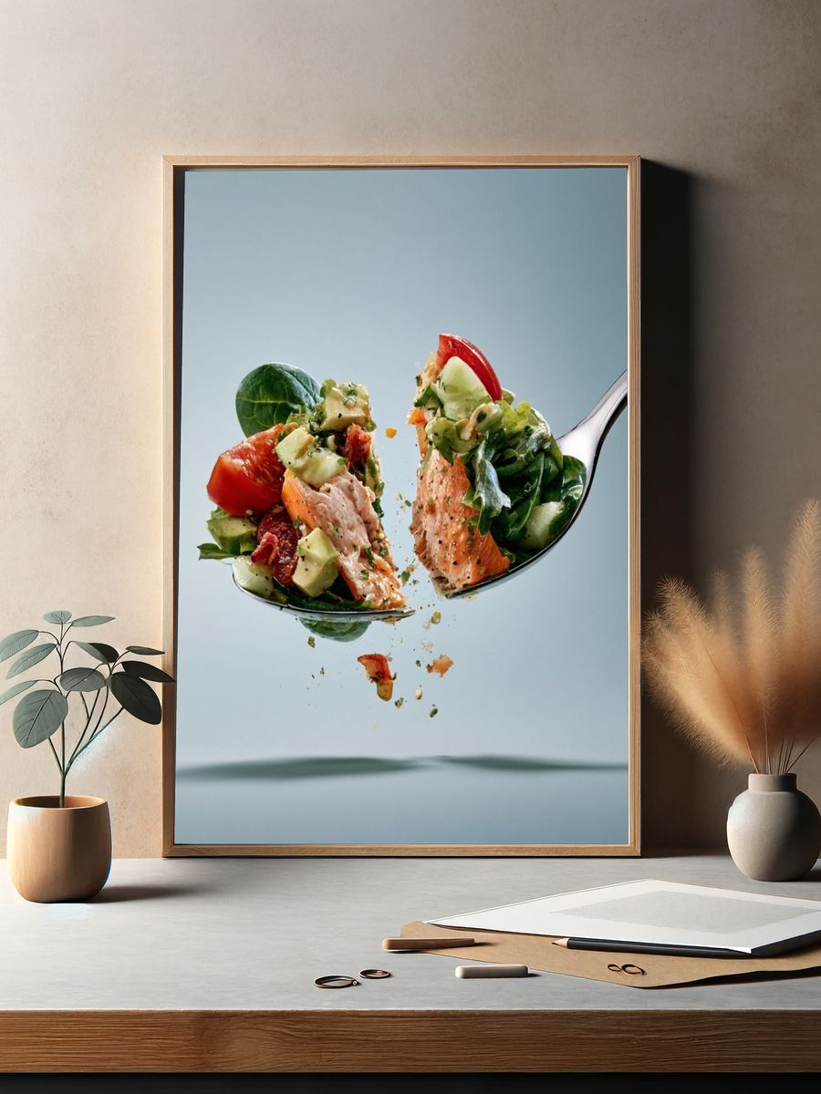 Salmon Salad Spoon Photography Poster. — room view 2