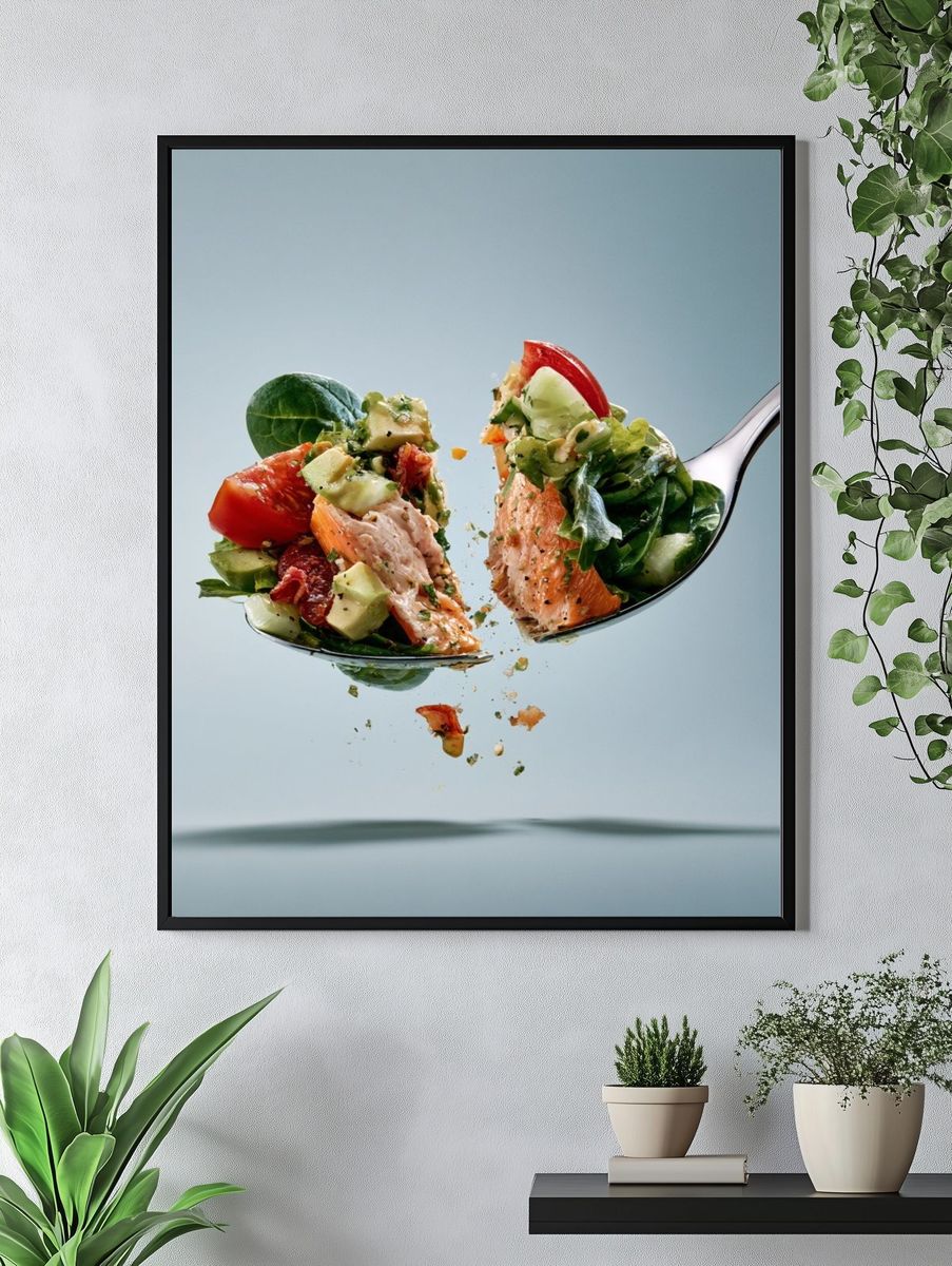 Salmon Salad Spoon Photography Poster. — room view 4