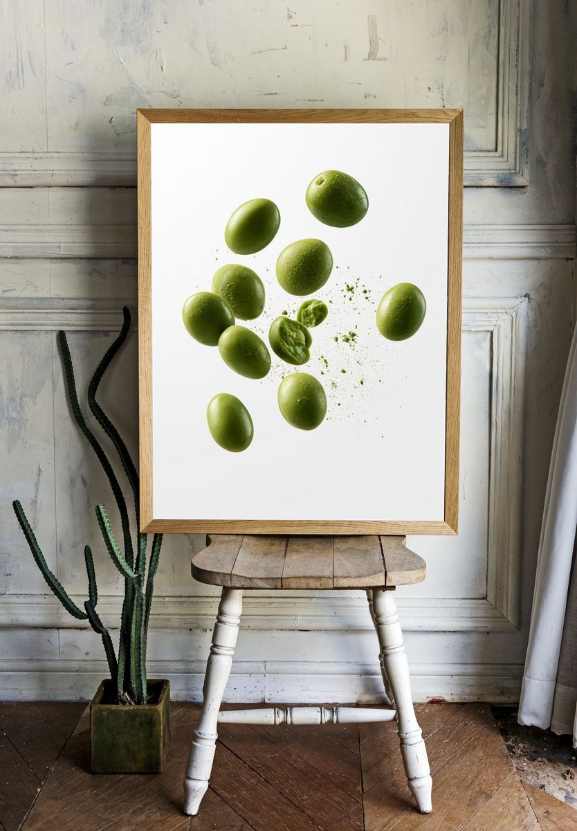 Green Olives Minimalist Print. — room view 1