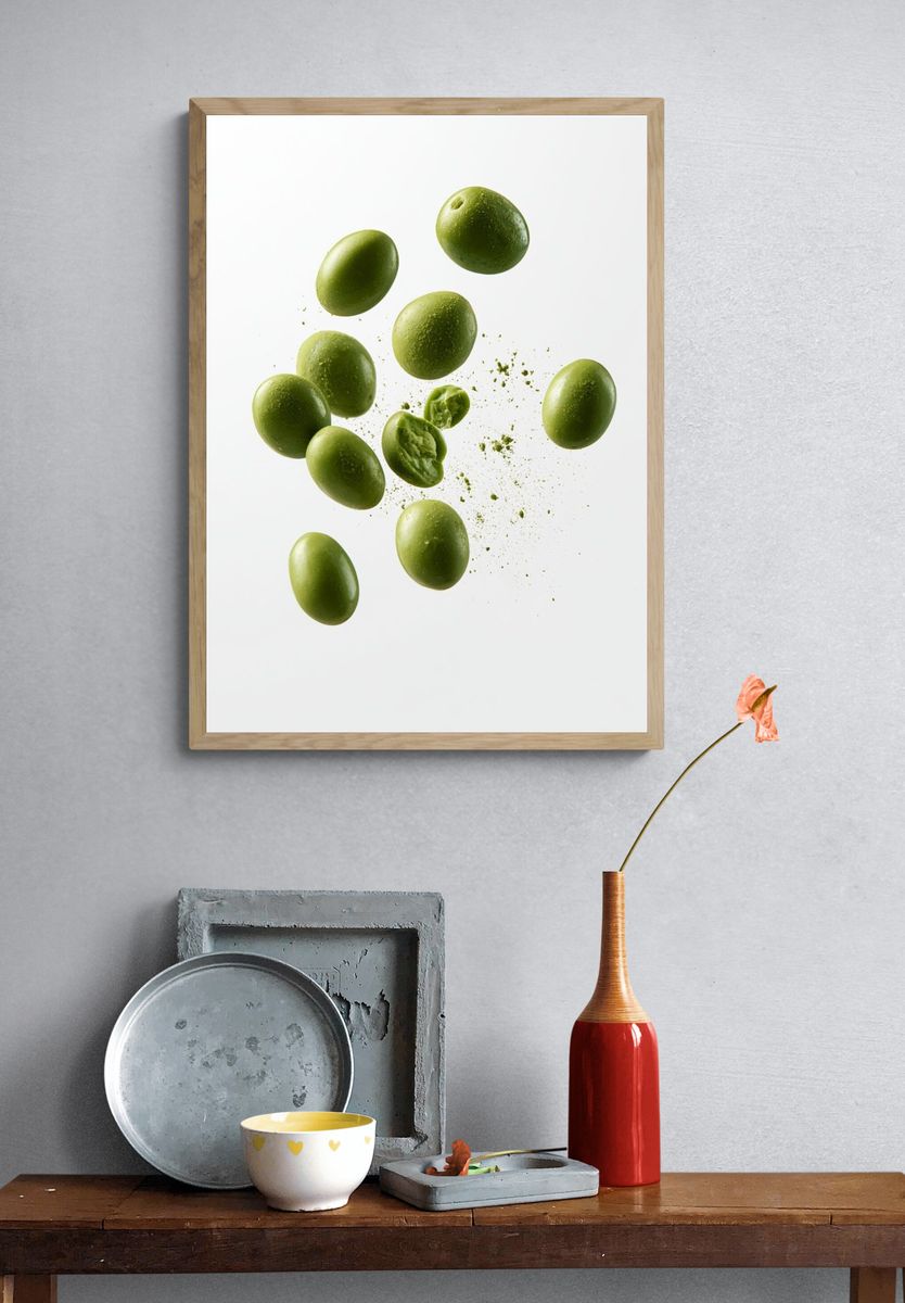 Green Olives Minimalist Print. — room view 3
