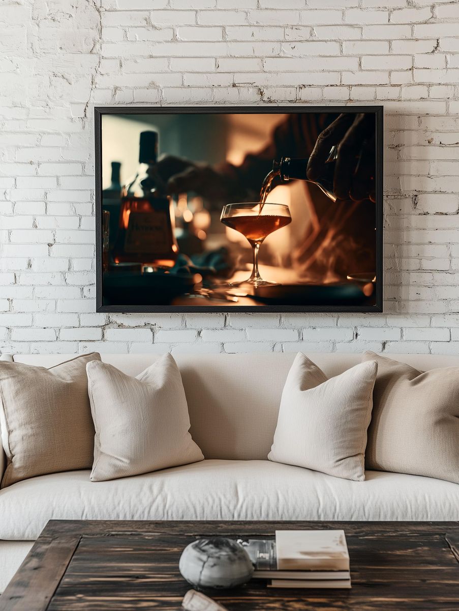 Cocktail Pour Photography Poster. — room view 1