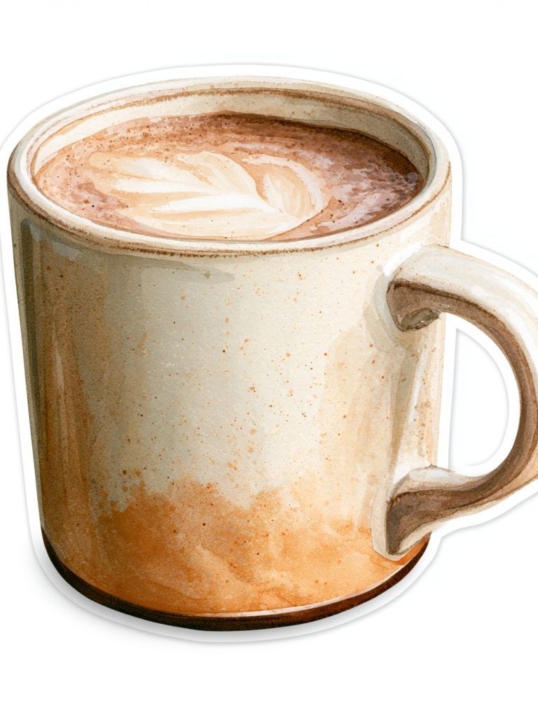 Latte Mug Watercolor Print. poster detail