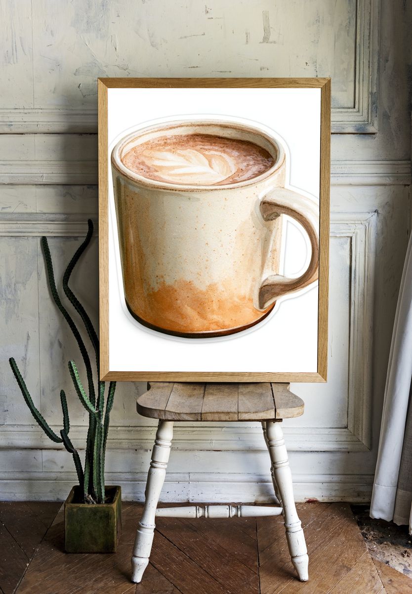Latte Mug Watercolor Print. — room view 1