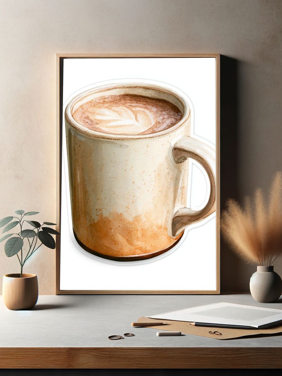 Latte Mug Watercolor Print. — room view 2