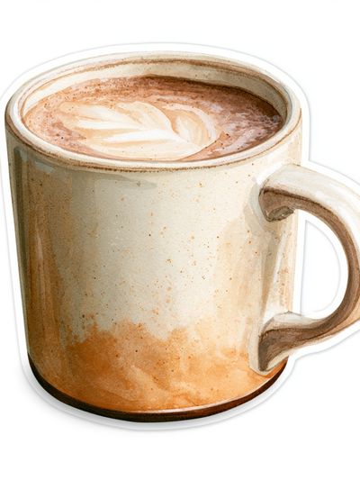 Latte Mug Watercolor Print. poster