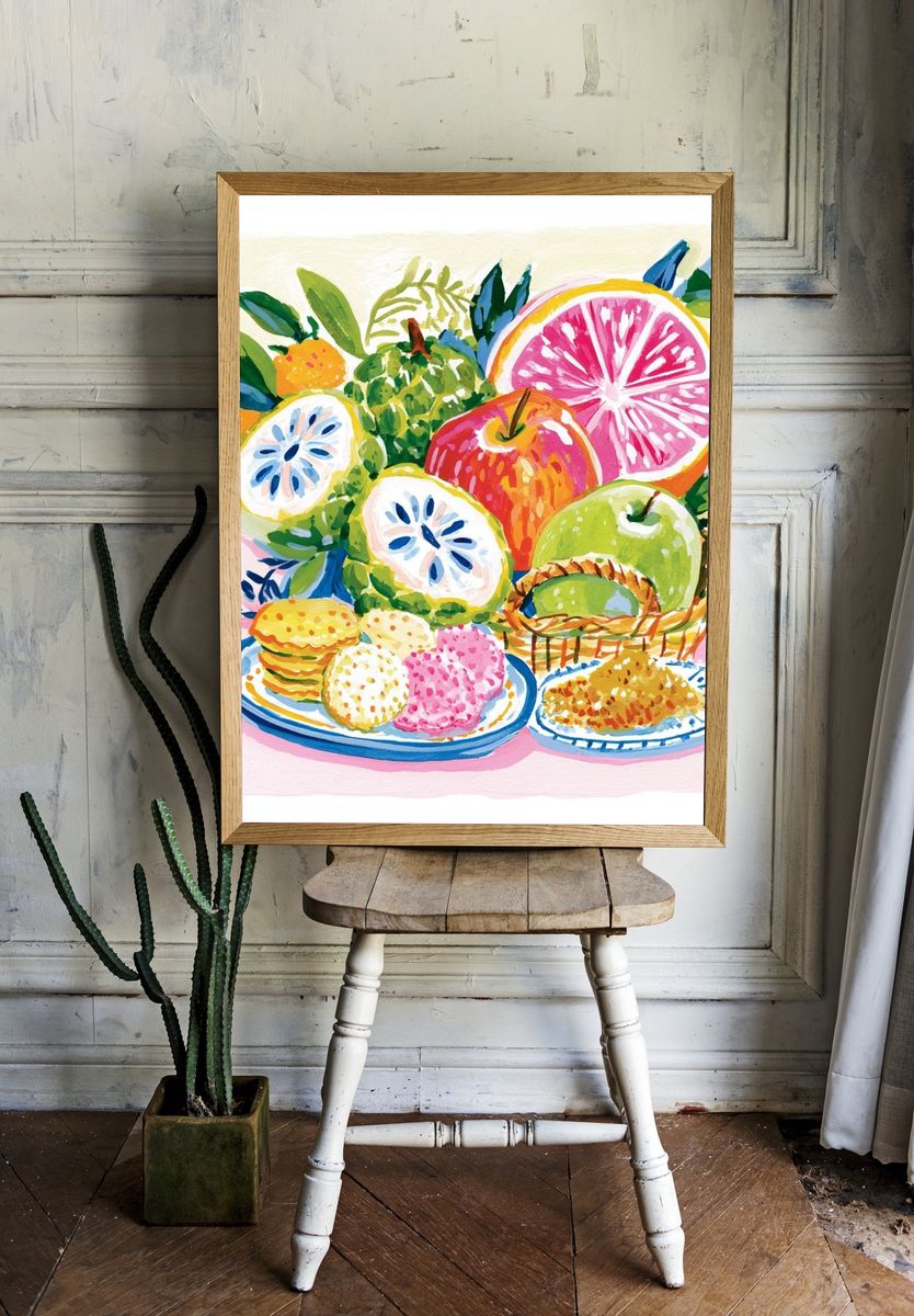 Colorful Fruit Still Life Poster. — room view 1