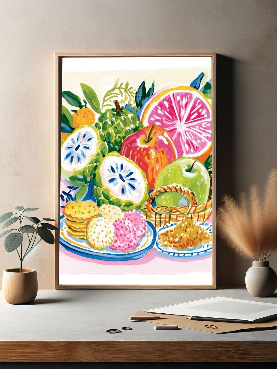Colorful Fruit Still Life Poster. — room view 2
