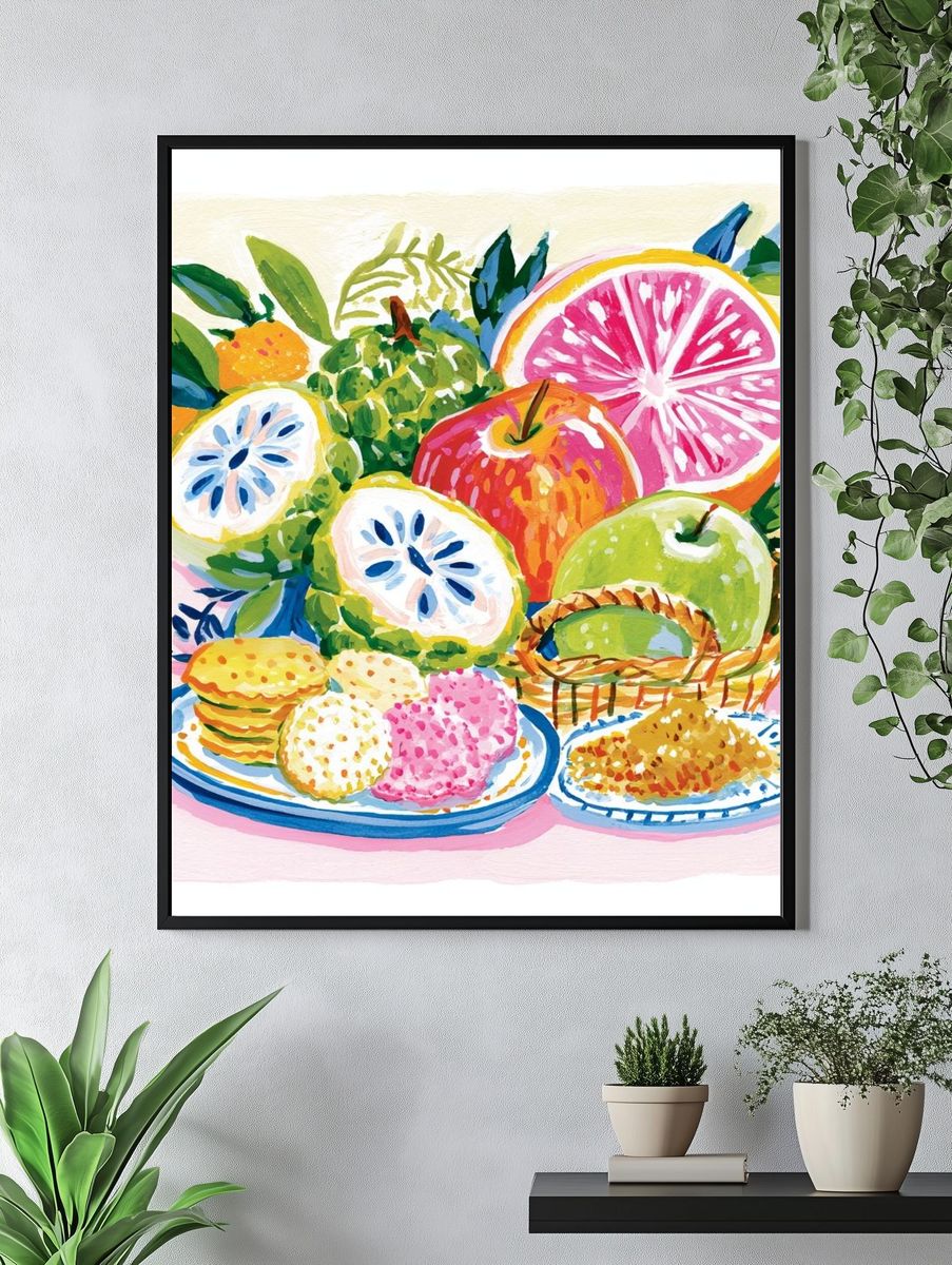Colorful Fruit Still Life Poster. — room view 4