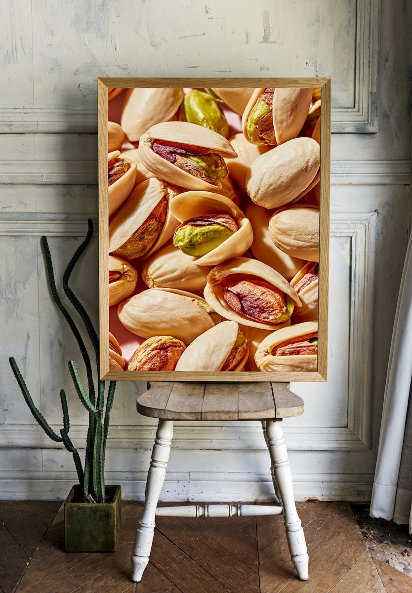 Pistachio Nuts Food Photography Poster. — room view 1