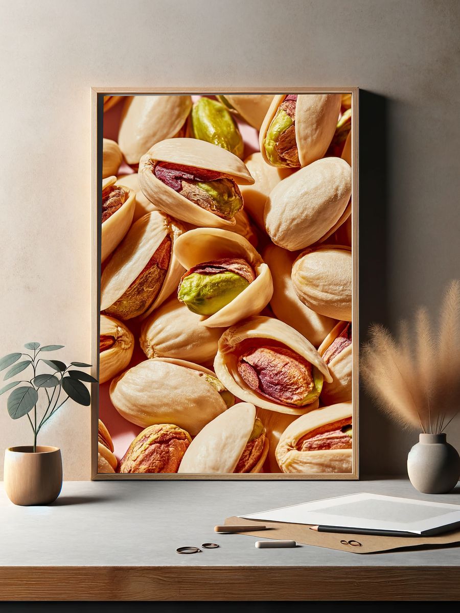 Pistachio Nuts Food Photography Poster. — room view 2
