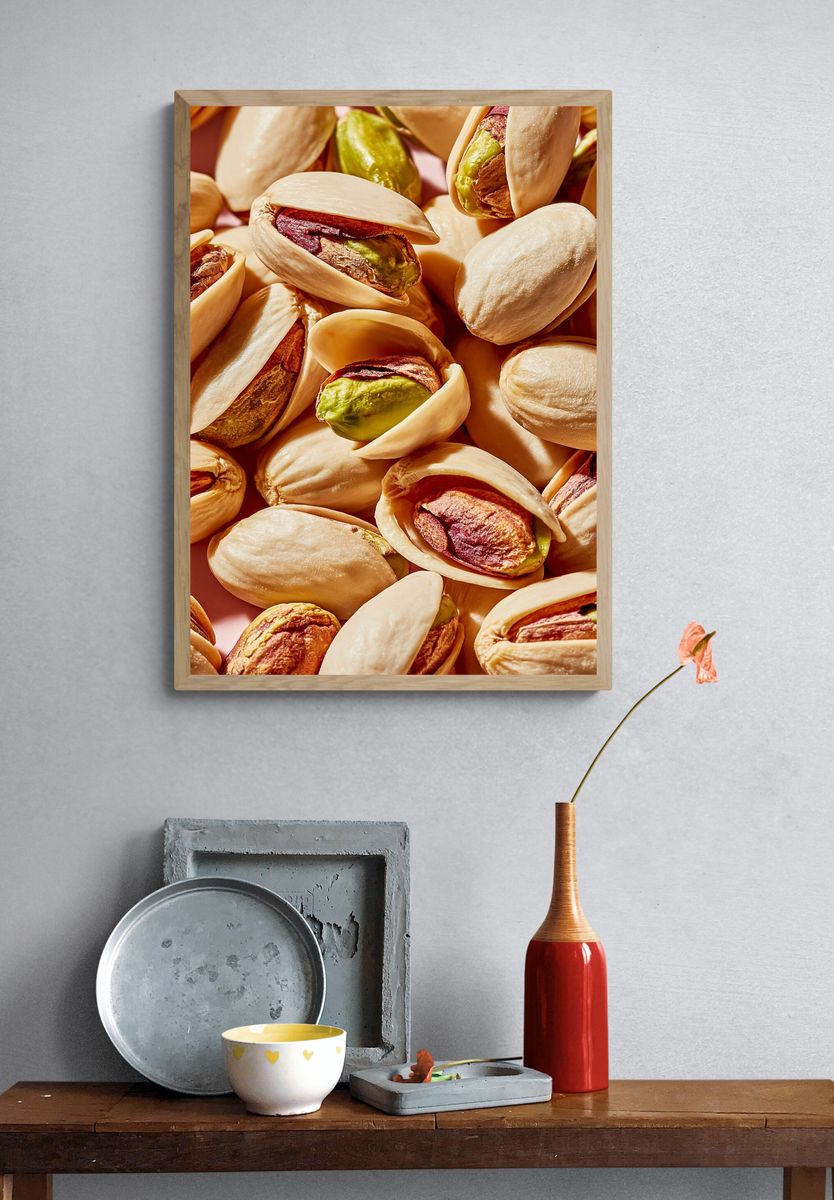 Pistachio Nuts Food Photography Poster. — room view 3