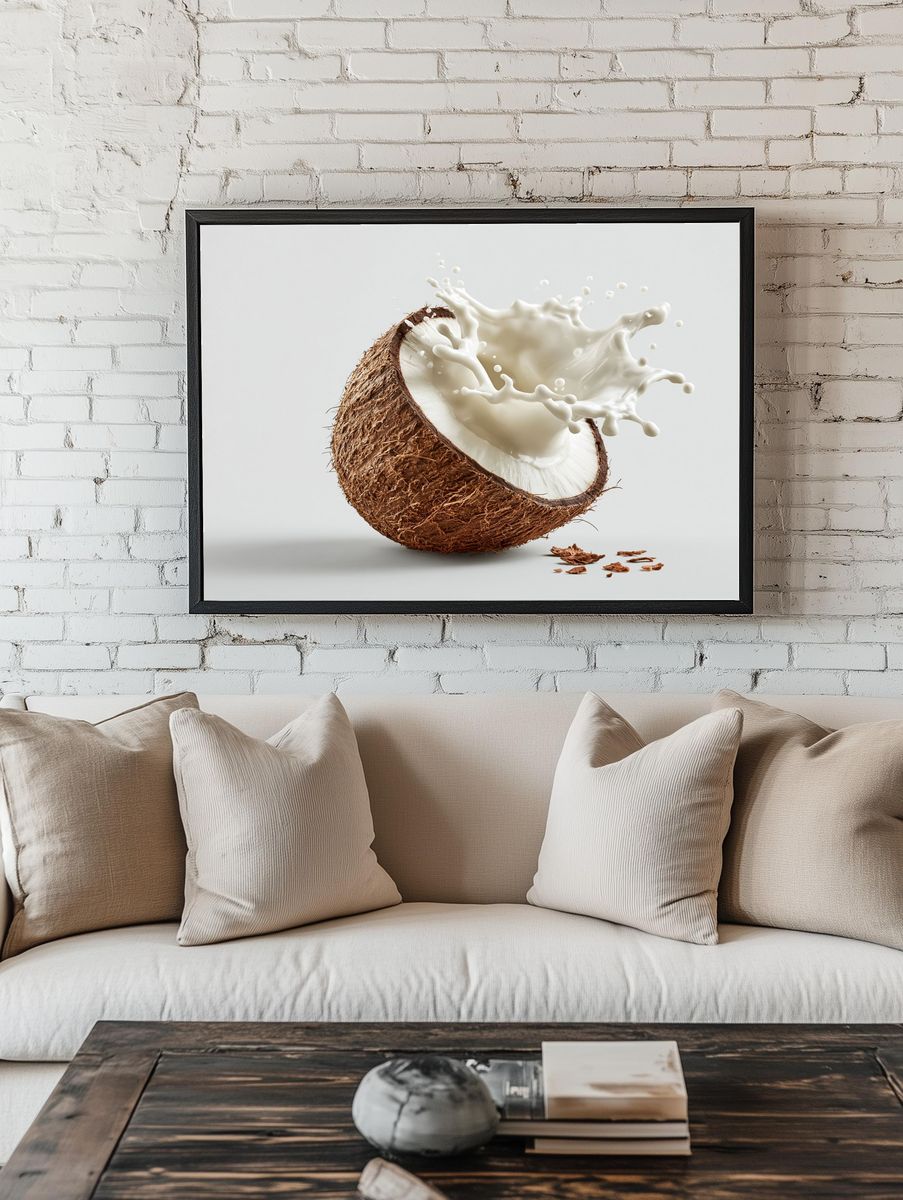 Coconut Milk Splash Photography Poster. — room view 1