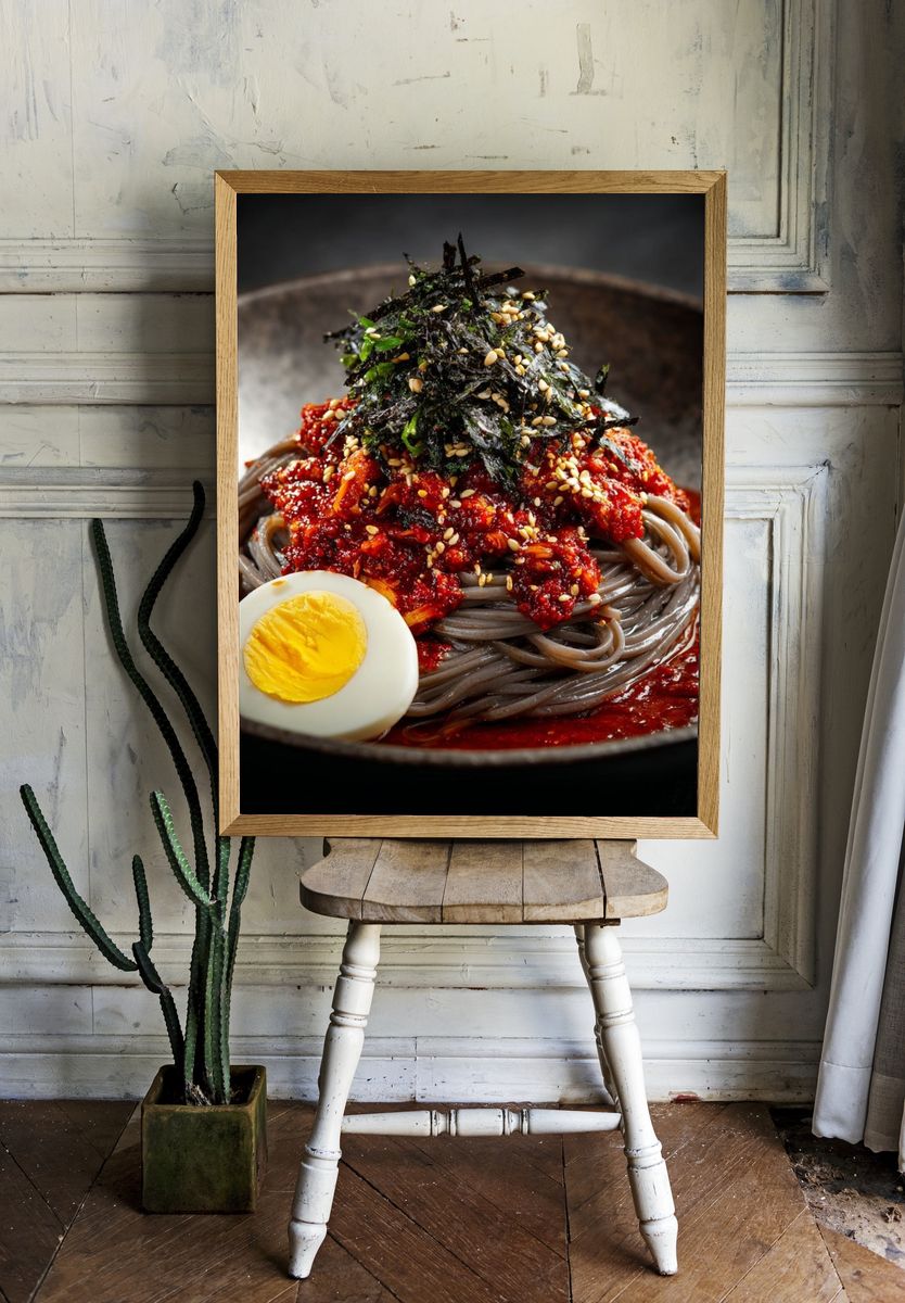 Spicy Korean Noodles Food Print. — room view 1