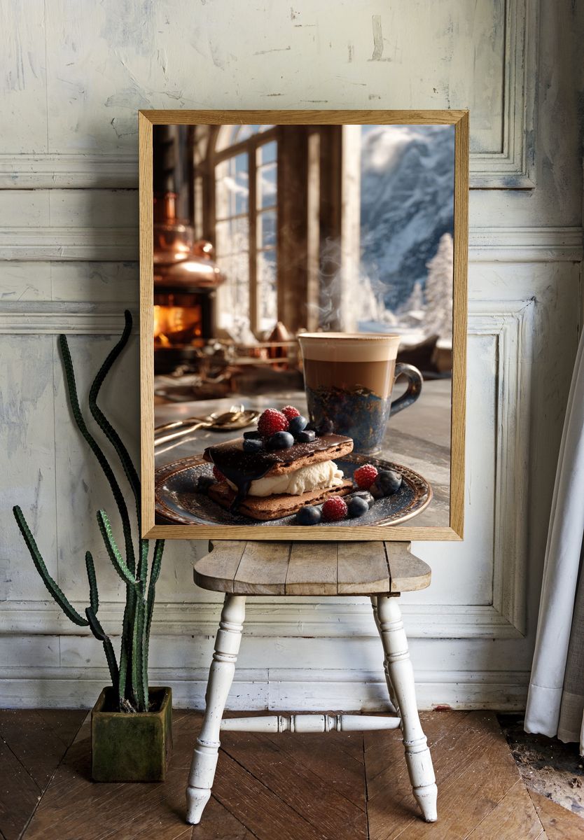 Cozy Coffee and Dessert Still Life Poster. — room view 1