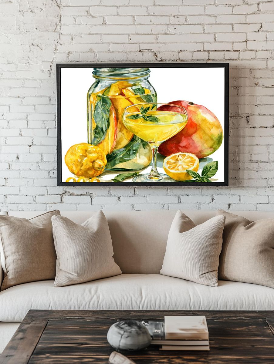 Citrus Sangria Watercolor Print. — room view 1