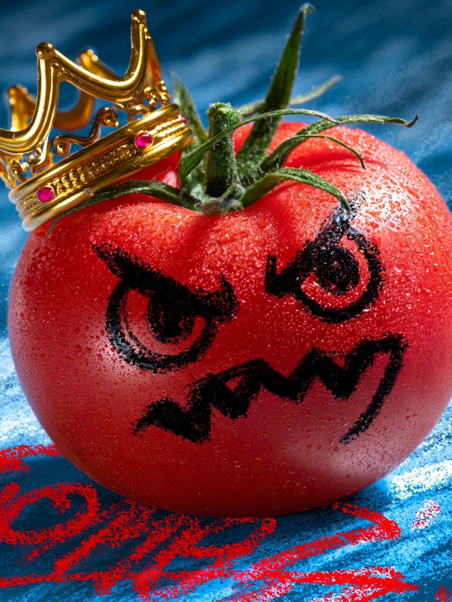 Crowned Tomato Surreal Print. poster — food-drink art