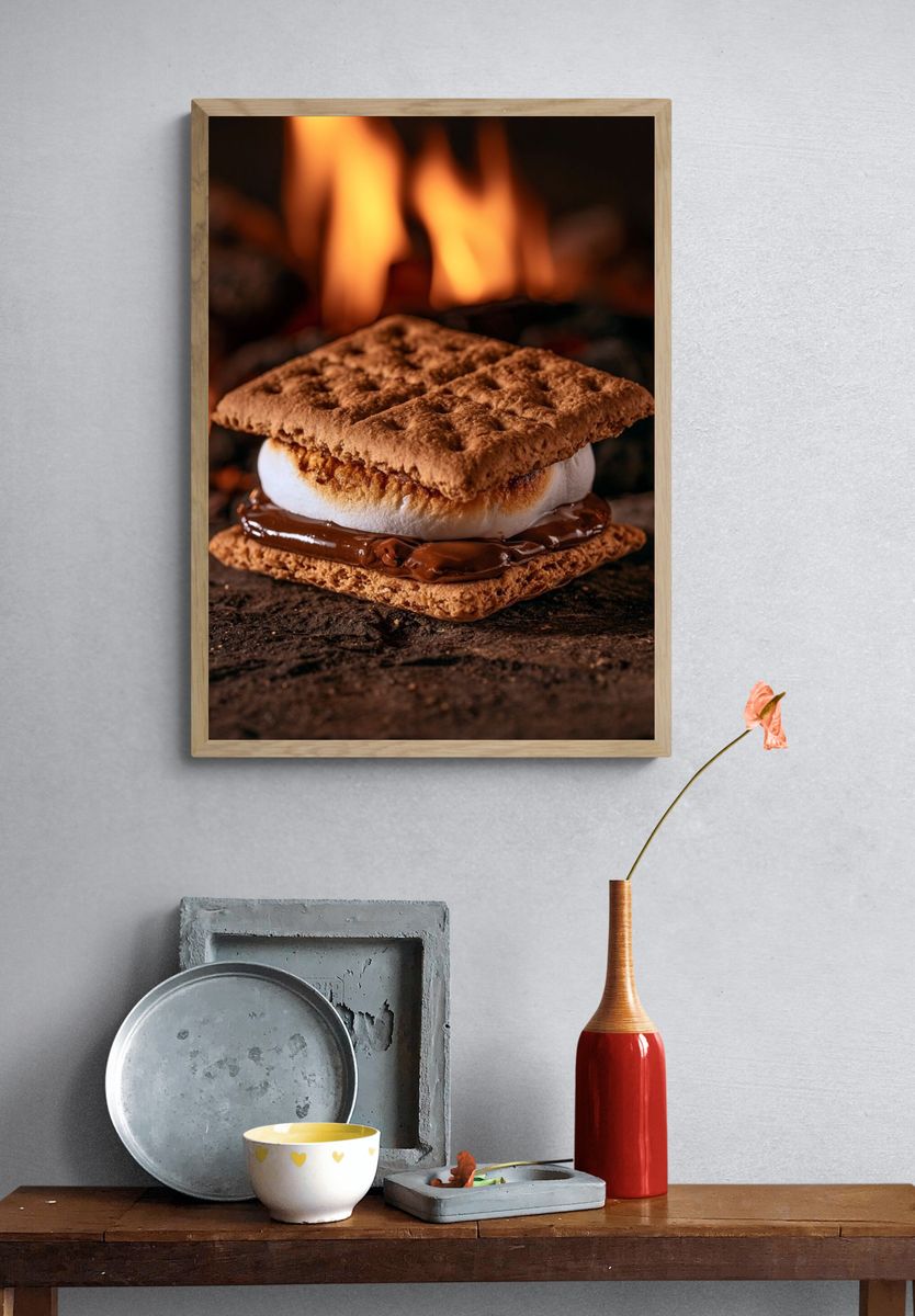 Campfire S'mores Photography Poster. — room view 3