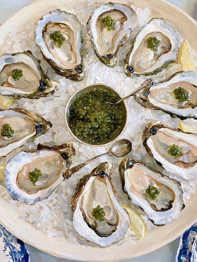 Oysters on Ice Food-Drink Print. poster