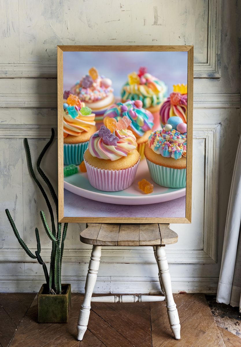 Rainbow Cupcakes Photography Poster. — room view 1