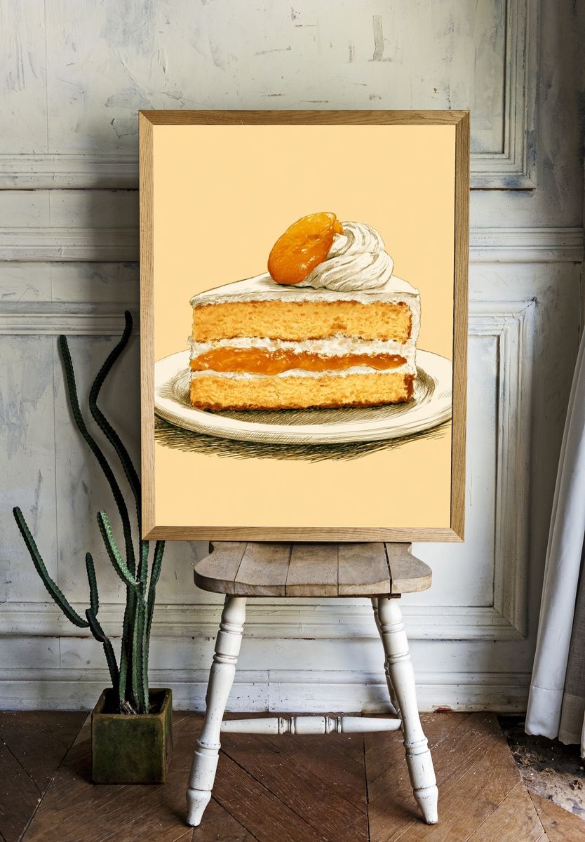 Apricot Cake Illustration Poster. — room view 1