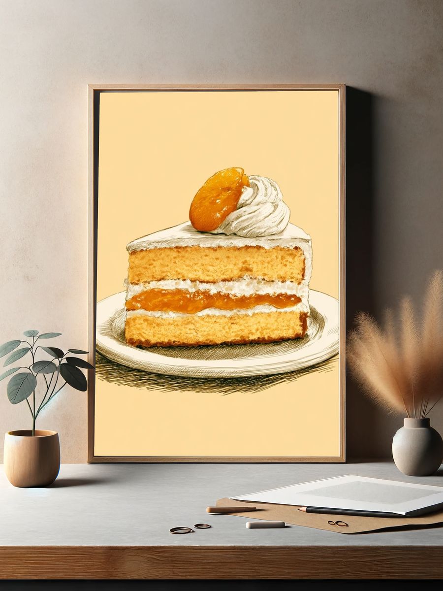 Apricot Cake Illustration Poster. — room view 2