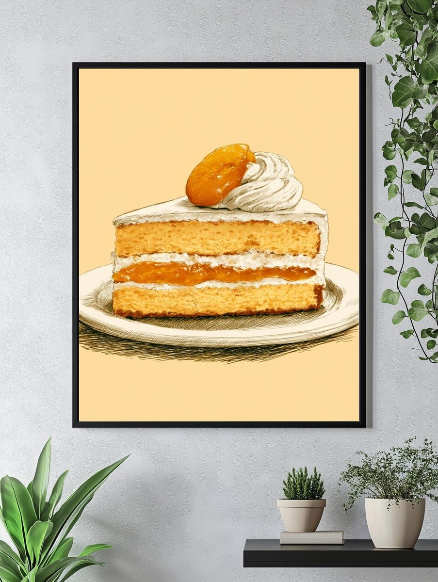 Apricot Cake Illustration Poster. — room view 4