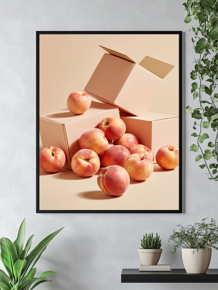 Peaches in Boxes Photography Poster. — room view 4