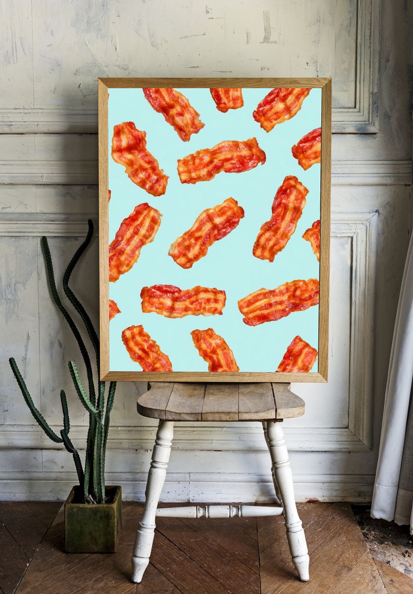 Bacon Pattern Illustration Print. room preview