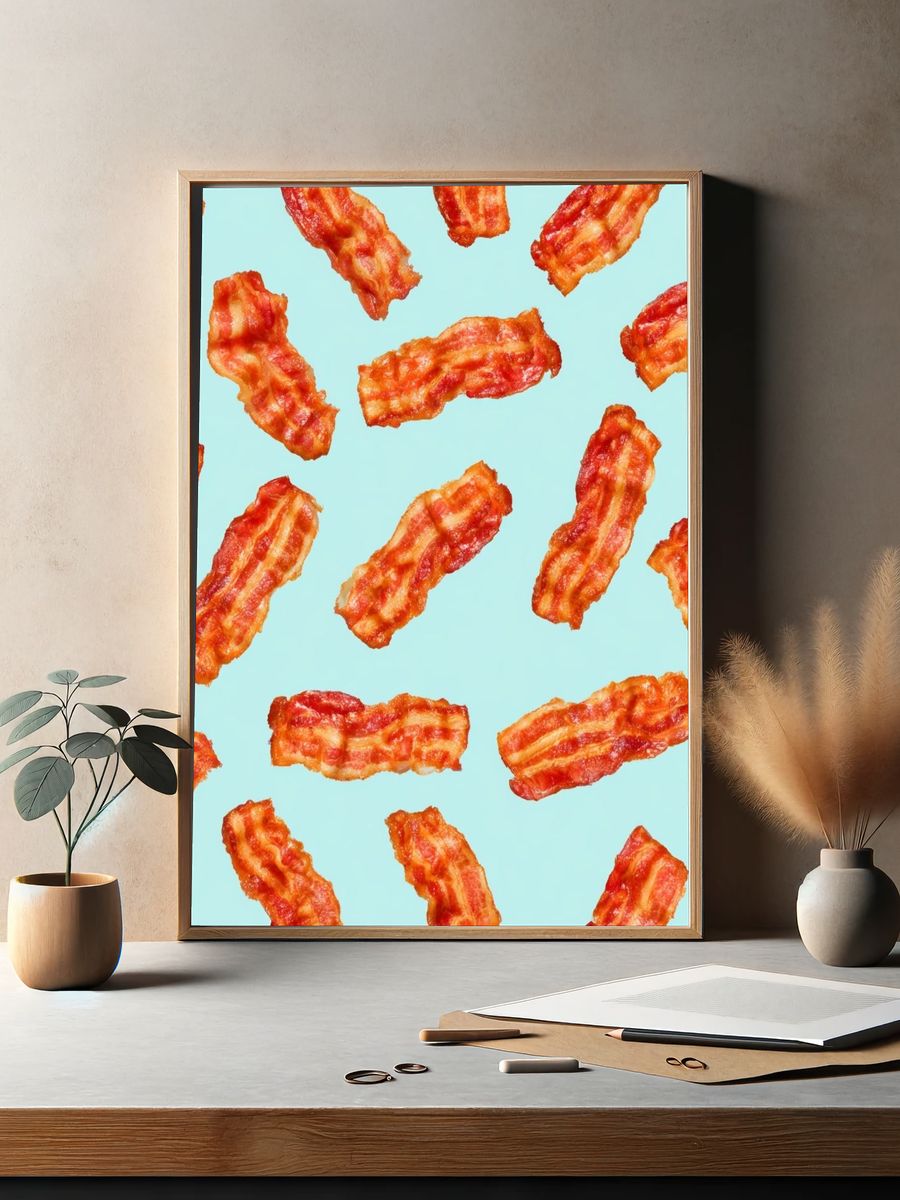 Bacon Pattern Illustration Print. — room view 2