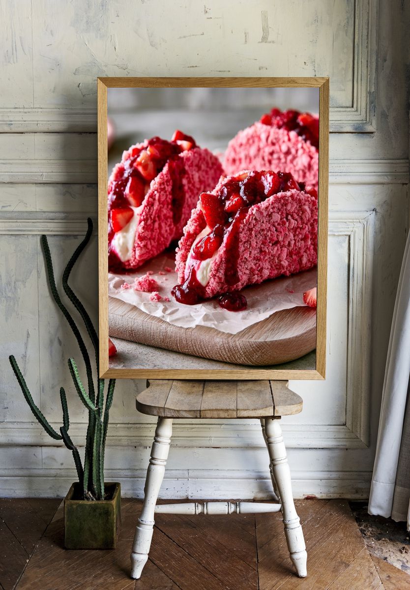 Strawberry Dessert Photography Poster. — room view 1