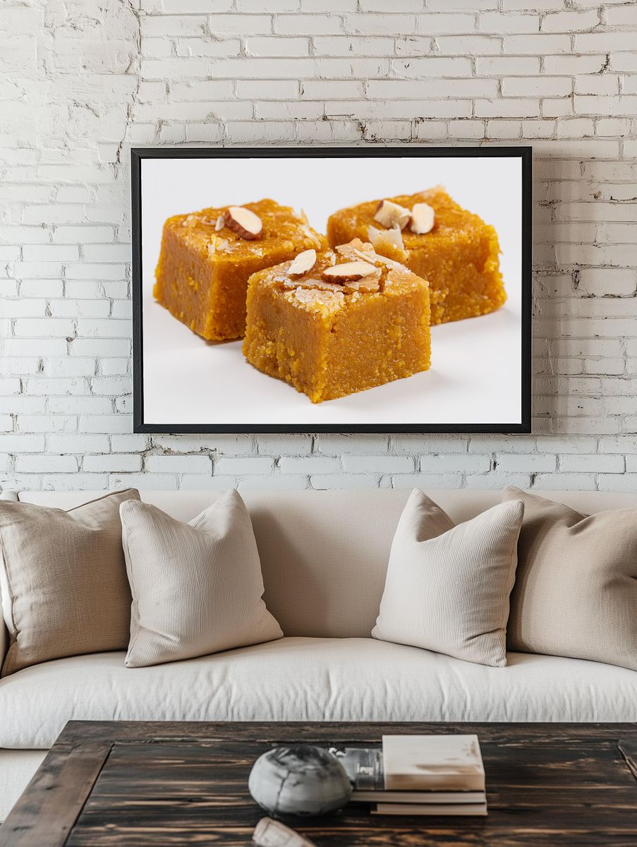 Indian Sweet Fudge Food Photography Poster. — room view 1