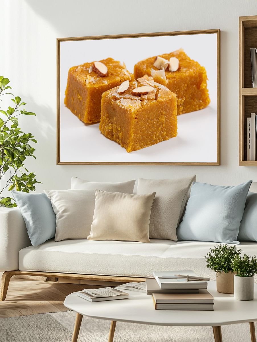 Indian Sweet Fudge Food Photography Poster. — room view 2