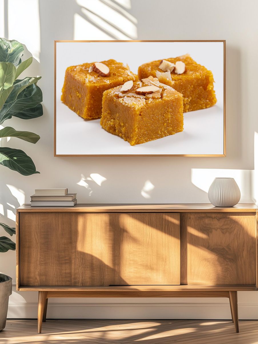 Indian Sweet Fudge Food Photography Poster. — room view 3