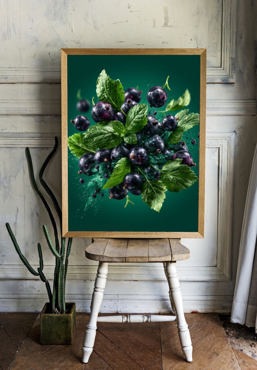 Blackcurrant Mint Still Life Poster. — room view 1