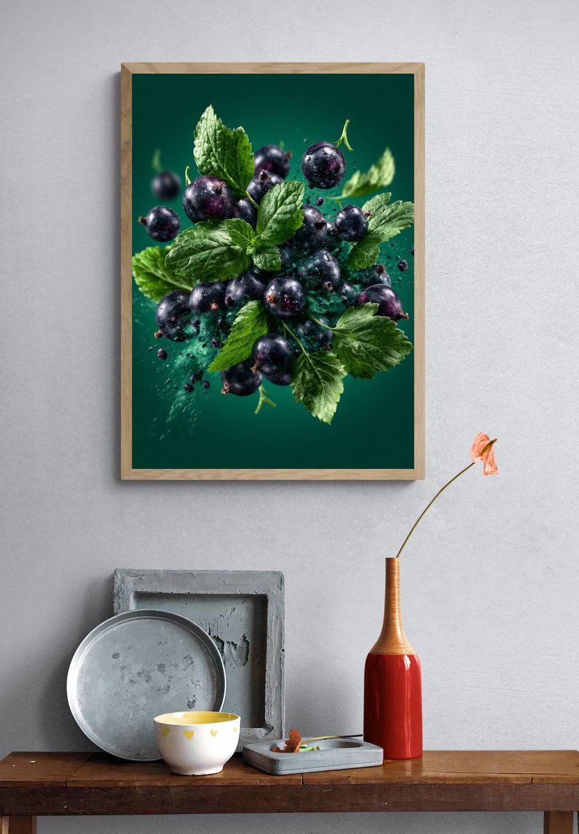 Blackcurrant Mint Still Life Poster. — room view 3